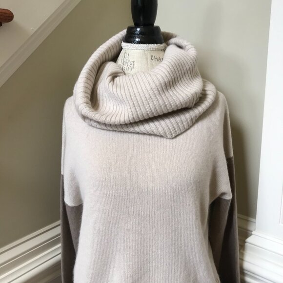 Naadam Wool Cashmere Cowl Neck Sweater Womens Medium Brown Long Sleeve Pullover - Picture 4 of 11